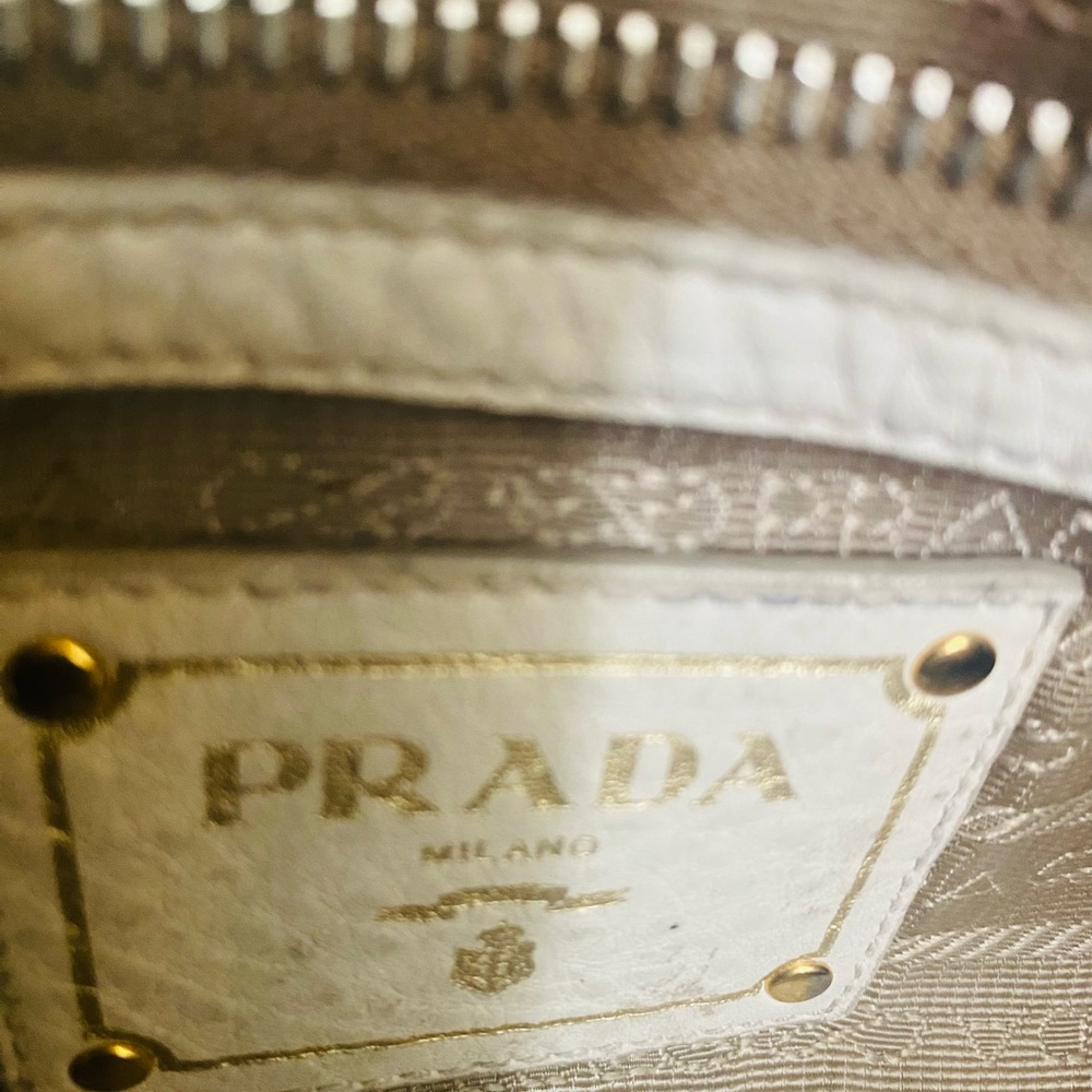 AUTHENTIC PRADA logo convertible tote canvas with leather medium - Picture 11 of 16